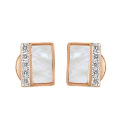 Square Mother of Pearl Diamond Studs