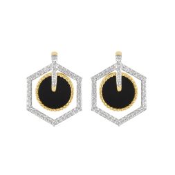 Geometric Desired Earrings With Black Onyx and Diamonds