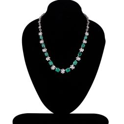  Floral Royalty Diamond and Emerald Necklace 