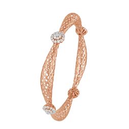 Filigree Design 18KT Rose and Diamond Bangle