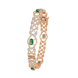 Green Gemstones 14KT Rose Gold Bangle