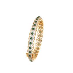 Glamorous Yellow Gold Bangle With Gemstones