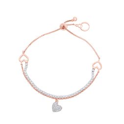 Heart Embellished 14KT Rose Gold Desired Bracelet