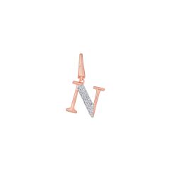 N Alphabet Diamond 14KT Rose Gold Pendant