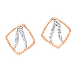 Square Rose Gold Diamond Studs