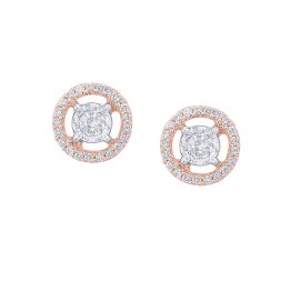 Beautiful Crown Star Circular Studs in 18KT Rose Gold