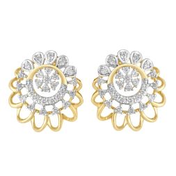 Undulating Flower Studded Diamond Earrings