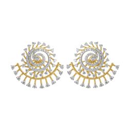 Spiral Design Diamond Earrings in 18KT Yellow Gold