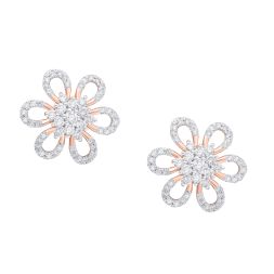 Diamond Earrings in Flower Design