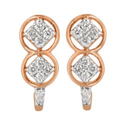 Brilliant 14KT Rose Gold Round Design Earrings