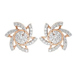 Glittering Starburst Design Diamond Earrings