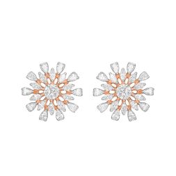 Floral Earrings Studded With Diamonds