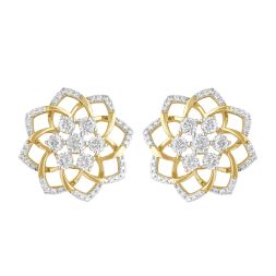 Luxurious 18KT Rose Gold Diamond Crown Star Earrings