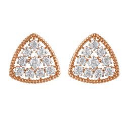 18KT Rose Gold and Diamond Triangle Crown Star Earrings