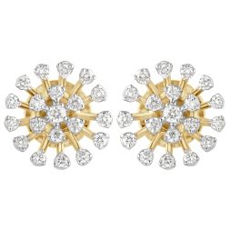 Gleaming Starburst Design Diamond Earrings