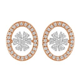 18KT Rose Gold and Diamond Floral Studs