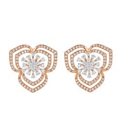 Petalled Shimmery 18KT Rose Gold Diamond Earrings