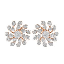 Floral Eclectic Diamond Studs in 18KT Rose Gold