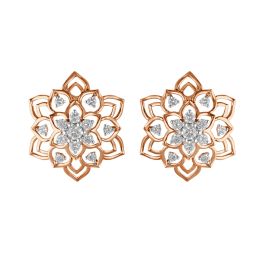 18KT Rose Gold Floral Stud Earrings