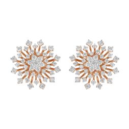 Clustered Diamond 18KT Rose Gold Earrings