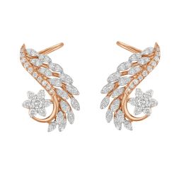 Gorgeous Diamond Studded Ear Climber Earrings in 18KT Rose Gold