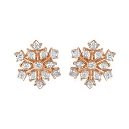 Eclectic Diamond Floral Earrings Crafted in 0.46 carat Diamonds