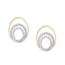 Oval Diamond and Gold Earrings