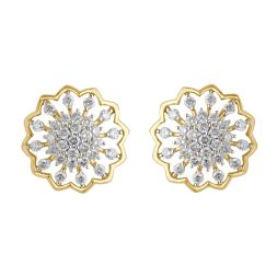 Floral Diamond Earrings in Yellow Gold