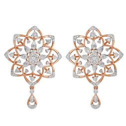 Stylish Diamond and Gold Mandala Earrings