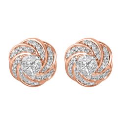 Glossy Diamond and 18KT Rose Gold Earrings Set