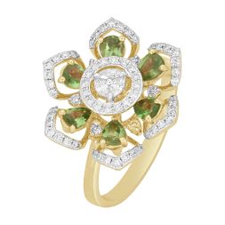 Magnificent Floral Green Gemstone Ring