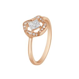 Square Pattern Diamond Finger Ring in 18KT Rose Gold