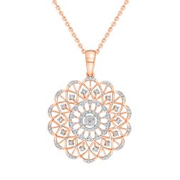 Flower Patterned Diamond Pendant