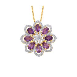 Pretty Flower Pendant with Gemstones