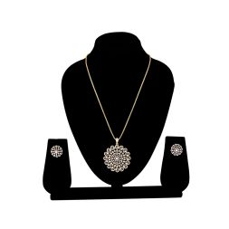 Delicate Floral Motif Diamond Pendant Set