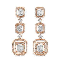 Square Studded Diamond Danglers