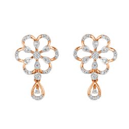 Geometric 14KT Rose Gold Diamond Earrings