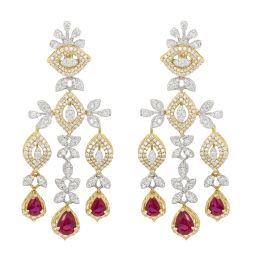 Versatile Pink Gemstones and Diamond Dewdrop Earrings