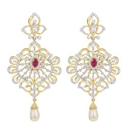 Ornate Diamond Embellished Earrings