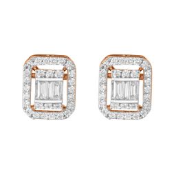 Glossy Rose Gold Diamond Earrings