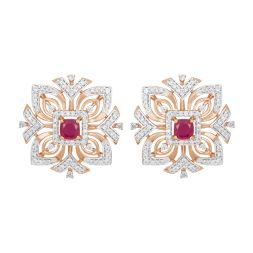 Dazzling Diamonds and Ruby Earrings