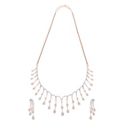 Patterned Drop Diamond Necklace & Earrings Set