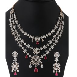 Stunning Pink Gemstone and Diamond Jewellery Set