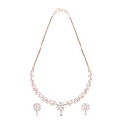 Leaf Trellis Diamond Necklace and Earrings Set