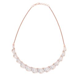 Chic Wave Patterned Diamond Necklace