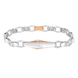 Gleaming Diamond Chainlinked Men's Bracelet in 950Pt Platinum and Gold