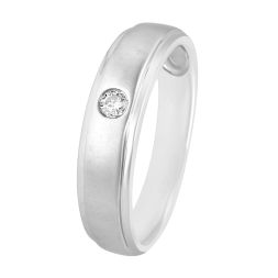 Glossy Diamond and Platinum Ring For Men