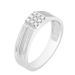 Square Diamond Ring for Men in Platinum