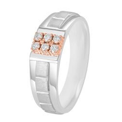 Stylish Men's Finger Ring in 950Pt Platinum and Rose Gold 