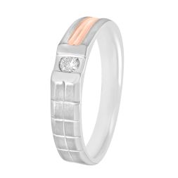 Glossy Platinum and Rose Gold Men's Finger Ring